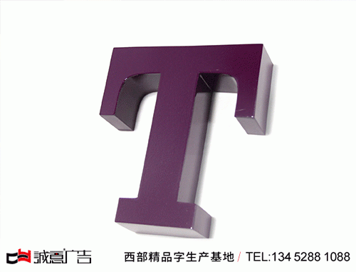 紫色树脂侧面烤漆发光字